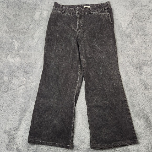 Jones New York Sport Pants - Jones New York Pants Womens 14 Gray Sport Stretch Wide Leg Acid Wash Denim